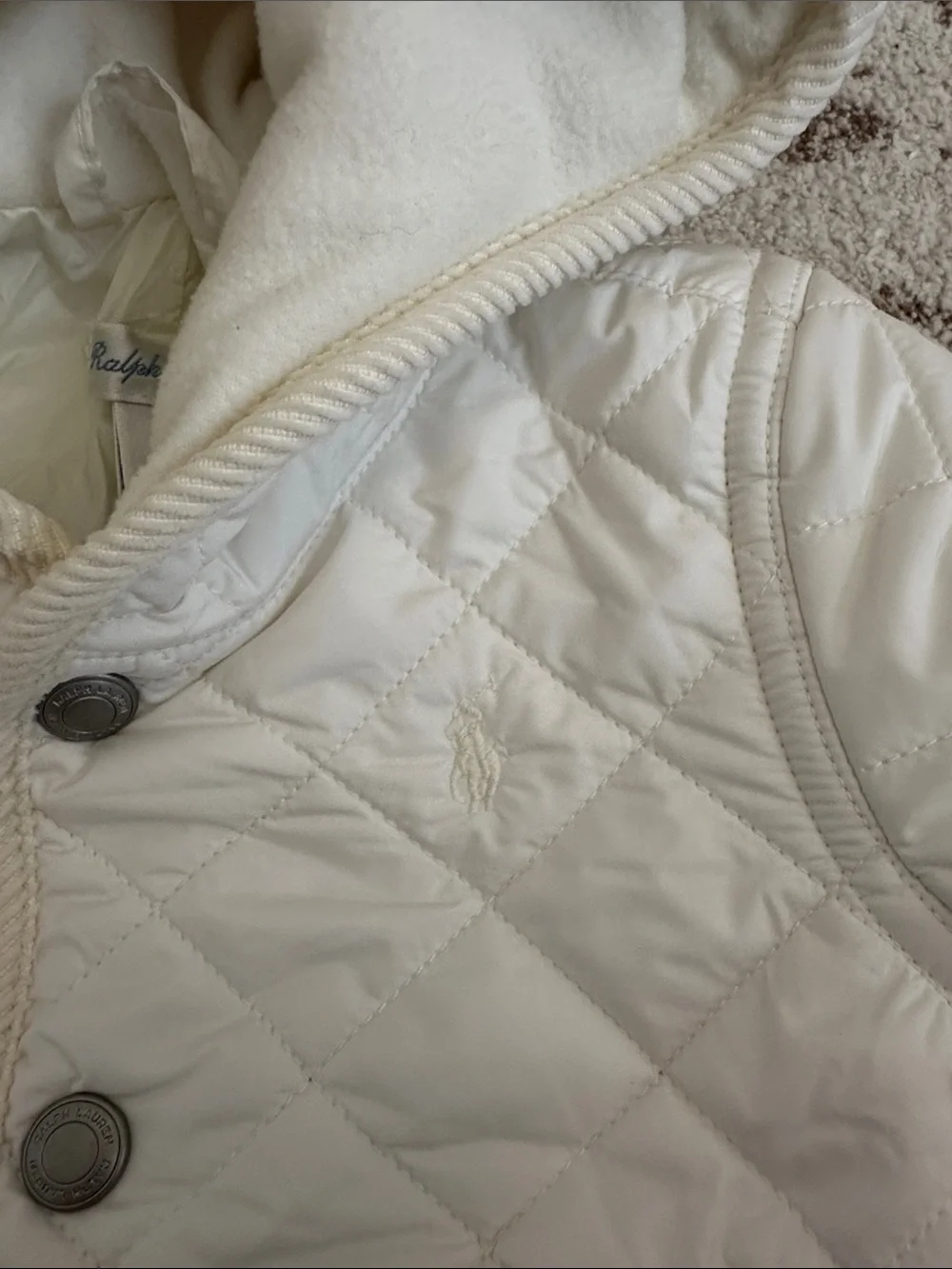 Ralph Lauren Cream Quilted Infant Hooded Snowsuit